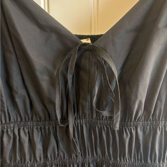 Entro Black Off-Shoulder Poplin Maxi Sundress Tiered with pockets - Picture 3 of 11